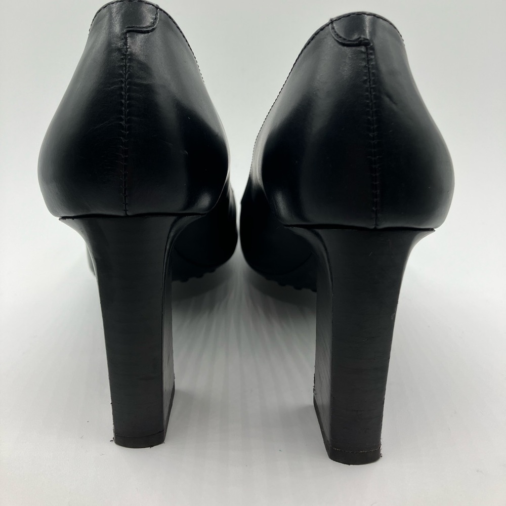 Tod`s Black Leather Square Toe Heels Size 35/5 - Picture 10 of 13